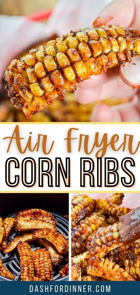 Crispy Corn On The Cob, Air Fry Corn Ribs, Rib Corn On The Cob, Air Fryer Corn On The Cob Ribs, Air Fried Corn Ribs, Corn On The Cob In Air Fryer, Air Fryer Sweetcorn, Air Fryer Corn Ribs Recipe, Corn On The Cob Air Fryer Recipes