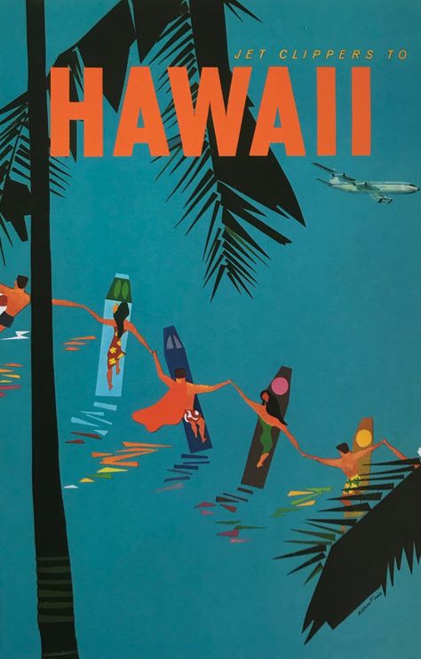 Hawaii Vintage, Hawaii Surf, Travel Postcard, Vintage Hawaii, Vintage Travel Poster, Japanese Poster, Vintage Ski, Hawaii Travel, Room Posters