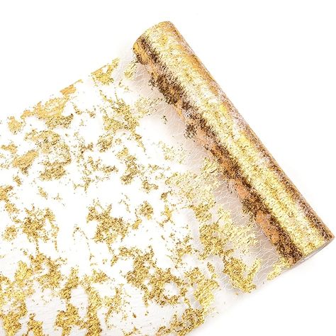 1 Pc Gold Table Runner Roll Glitter Gold Foil Mesh Table Runner Decorative Dining Table Centerpiece For Party Wedding Baby Shower Christmas Event Decorations | Save More With Clearance Deals | Temu Tulle Table Runner, Gold Table Decorations, Gold Table Runner, Bouquet Packaging, Bright Table, Tulle Table, Gold Table Runners, Sequin Table Runner, Home Parties