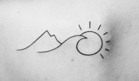 Wave To Mountain Tattoo, Mountain Into Wave Tattoo, Mountain Waves Tattoo, Water And Mountain Tattoo, Wave And Mountain Tattoo Simple, 3 Waves Tattoo, Mountains And Beach Tattoo, Mountain And Ocean Tattoo Simple, Mountain And Water Tattoo