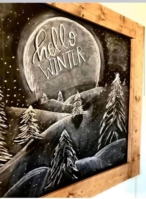 Winter Themed Chalkboard Art, Winter Wonderland Chalkboard Art, Chalkboard Art Winter, December Chalkboard Ideas, January Chalkboard Art, Chalkboard Christmas Ideas, January Chalkboard Ideas, Winter Chalkboard Art, Winter Chalkboard Ideas