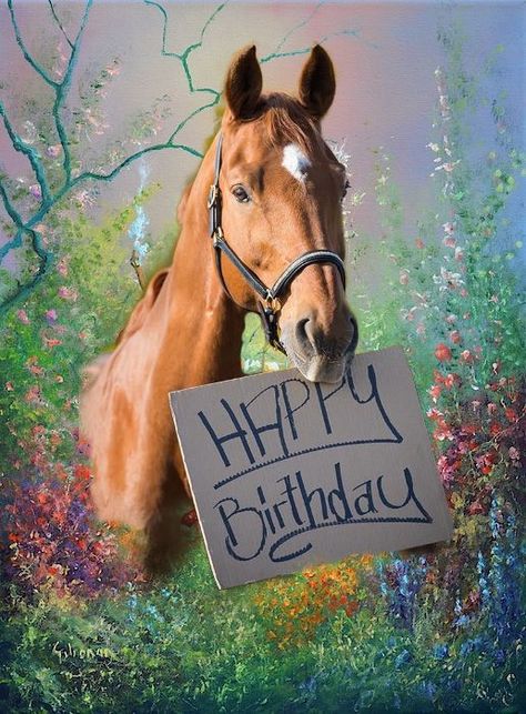 Happy Birthday! #Horse Horse Happy Birthday Image, Horse Happy Birthday, Happy Birthday Country, Animals On The Farm, Birthday Horse, Happy Birthday Animals, Cards Happy Birthday, Birthday Wishes Pics, Birthday Wishes Greetings