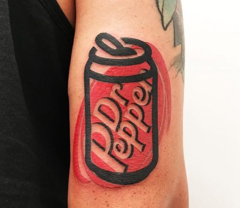 Dr Pepper Tattoo, Pepper Tattoo, Can Tattoo, Steve Butcher Tattoo, Fruit Soda, Octopus Tattoo Sleeve, Pocket Watch Tattoos, Food Tattoos, Panda Tattoo