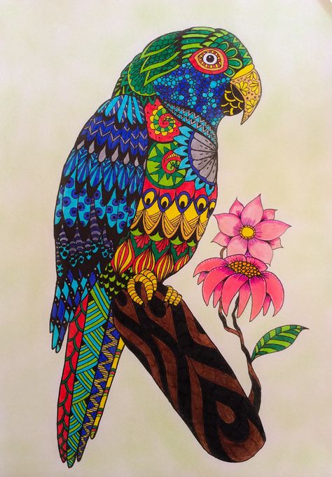 Burung Kakatua, Bird Doodle, Parrot Painting, Doddle Art, Ink Doodles, Basic Painting, Mandela Art, Flower Art Drawing, Art Sketches Pencil