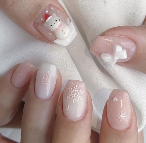 Korea Nail, Almond Nails Designs, Pretty Gel Nails, Trendy Nail Design, Xmas Nails, Christmas Nail Designs, Christmas Designs, Holiday Nails, Christmas Design