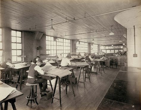 Drafting Room at Emerson Electric, ca. 1920s, via Flickr. Radium Girls, Factory Worker, Dangerous Jobs, Labor Law, Marie Curie, Historical Society, Change The World, New Jersey, Glow In The Dark