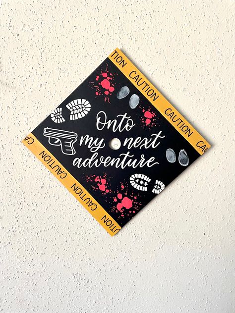 Case Closed Graduation Cap, Forensic Grad Cap, College Grad Cap Ideas Criminology, Criminology Cap Decoration, Grad Cap Ideas Criminology, Criminology Graduation Cap, Police Grad Cap, Graduation Cap Criminology, Forensics Graduation Cap