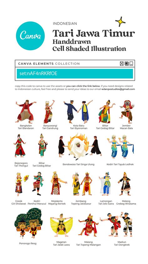 Tari Jawa Timur East Java Dance Cell-Shaded v Kampus Mengajar, Tari Tradisional, Canva Keywords Elements, Canva Free Elements, Indonesian Culture, Canva Keywords, Canva Frames, Calendar Design Template, Keyword Elements Canva