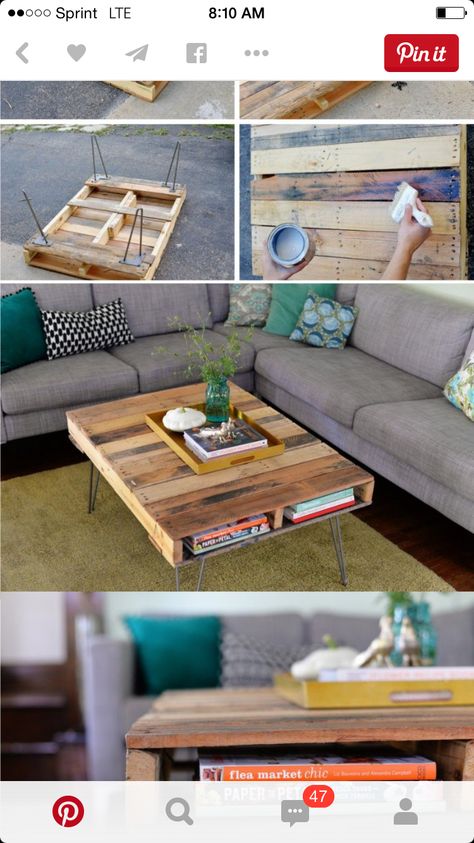 Palette Table, Table Palette, Wooden House Design, Cool Wood Projects, Art Deco Home, Apartment Decor Inspiration, Diy Coffee Table, Repurposed Furniture Diy, Diy Table