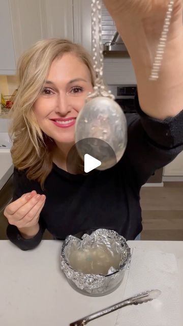 Jennifer Valentyne on Instagram: "Easy cleaning HACK!  Do you have silver jewelry that needs to be cleaned?Let me know if you try it. #hack #silver #jewelry #tryit" How To Clean Custom Jewelry, Jewelry Cleaning Diy, Silver Jewelry Cleaner Homemade, How To Clean Sterling Silver Jewelry Diy, How To Clean Jewelry At Home, How To Clean Silver Jewelry, Cleaning Jewelry At Home, Things To Make With Old Jewelry, Jewlery Cleaner