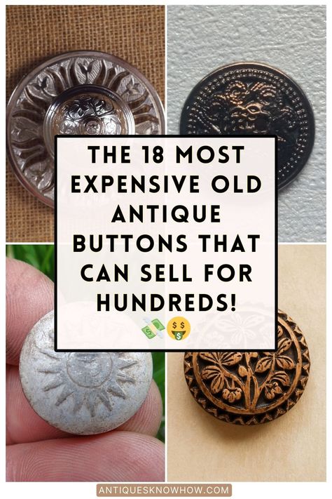 Unlock the value of antique buttons! Discover rare buttons like Civil War buttons and luxury designs featuring precious metals and gemstones. Learn about the 18 most valuable old antique buttons with expert tips to spot and value them! #AntiqueButtons #OldButtons #VintageFashion #LuxuryAccessories Antique Buttons, Old Antiques, Vintage Buttons, Most Expensive, Luxury Accessories, Precious Metals, Luxury Design, Canning, Gemstones