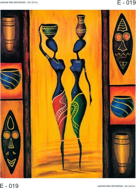 African Drawings, African Artwork, African Women Art, Afrique Art, African Paintings, Afrikaanse Kunst, African Art Paintings, Soyut Sanat Tabloları, Africa Art