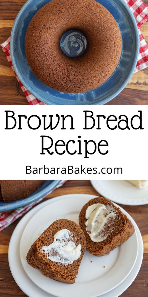 Boston Brown Bread is a dense, slightly sweet New England specialty known for its unique steamed preparation and hearty flavor. via @barbarabakes Boston Brown Bread Recipe, Boston Brown Bread, England Recipes, Brown Bread Recipe, Gluten Free Sandwich Bread, Heathy Snack, How To Store Bread, Bread Starter, Homemade Dinner Rolls