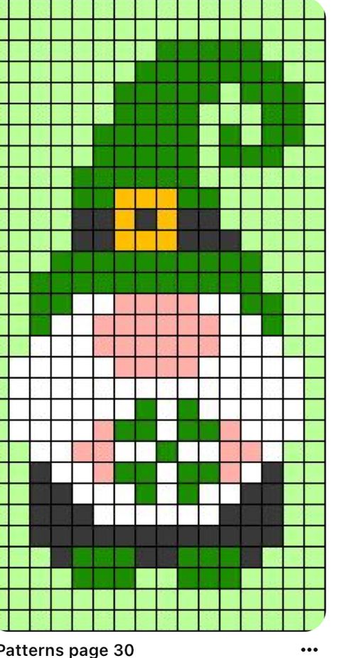 Grinch Alpha Pattern, Gnome Alpha Pattern, Pixel Gnome, Gnome Pixel Art, Gnome Perler Bead Patterns, Pixel Quilting, Gnome Cross Stitch, Gnome Pattern, Graph Crochet