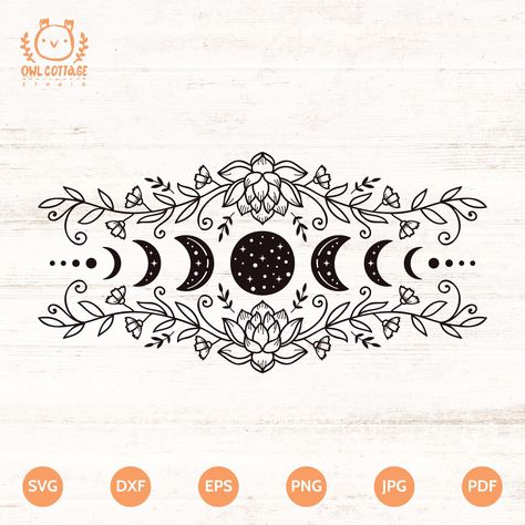 "Hello and welcome to my shop! 🦋 High-quality aesthetic line art boho drawings and tattoo ideas with lotus and moon phases. Celestial Lotus and Moon Phases SVG designs to add to your next crafting projects. This Moon Phases SVG is perfect for adding a touch of mystical beauty to any project.   You can make T-shirts, add your text, make signs, pillows, personalized mugs, etc. Perfect for logo and card making ------------------------------------------------------------ 🌸 Other Moon Designs from Moon Phases And Lotus Tattoo, Moon Phase Floral Tattoo, Moon Svg, Moon Back Tattoo, Moon Phases Drawing, Lotus Flower Moon Phase Tattoo, Celestial Svg, Moon Phase Svg Free, Moon Phase Mandala