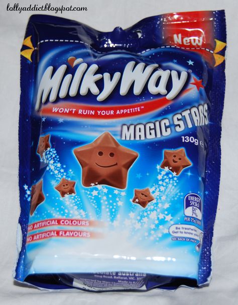 Milky Way Magic Stars Chocolate (with faces) Milky Way Chocolate, Magic Stars, Getting To Know You, Milky Way, Pop Tarts, Frosted Flakes Cereal Box, Cereal Box, Portal, Snack Recipes