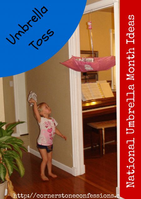 Nationa Umbrella Month Ideas--Umbrella Toss Umbrella Activities, Letter U Activities, Preschool Party Ideas, February Home Decor, Large Motor Activities, Brawl Stars Party, U Is For Umbrella, Months Activities, Umbrella Project