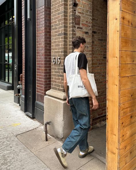 for someone who can’t stand seafood i sure do love a fishnet top 🐠🤎⁣ ⁣ ⁣ #ootdmen #lifestylefashion #mensclassystreetwear #mensfashion #mensfashiondaily ⁣ ⁣ simple outfit | spring outfit | minimal style | dr martens jorge mules | baggy jeans | spring layers Dr Martens Jorge Outfit, Dr Martens Mules Outfits, Jorge Mules, Mule Outfits, Mules Outfits, Mules Men, Mule Outfit, Dr Martens Jorge, Styling Dr Martens