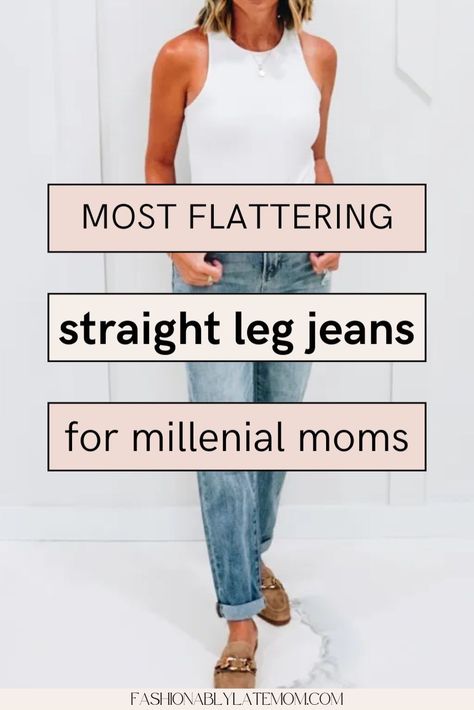 Embrace timeless style with straight leg jeans perfect for women over 30. Explore our selection of chic jeans, ideal for millennial fashion trends. Best Straight Leg Jeans, Dressy Dinner Outfit, Mom Style Inspiration, Straight Jeans Outfit, Millennial Fashion, Casual Mom Style, Millennials Fashion, Casual Outfits For Moms, Chic Jeans