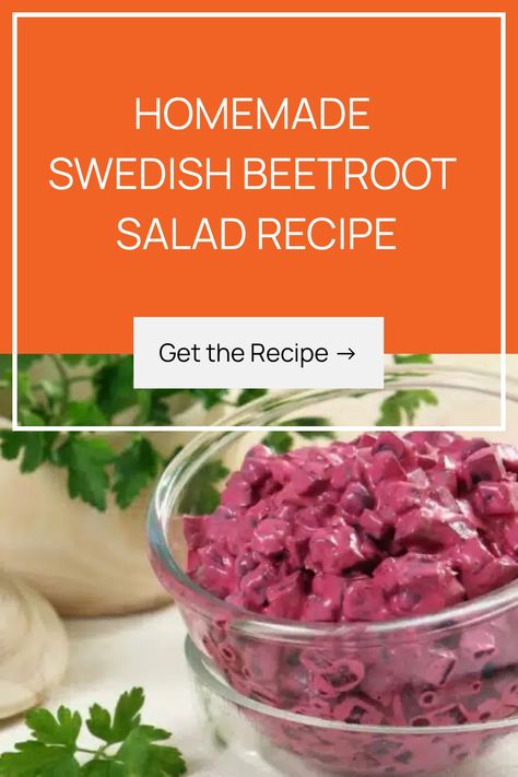 Homemade Swedish beetroot salad in a glass bowl with fresh parsley. Swedish Beet Salad, Beetroot Salad Recipes, Nordic Recipes, Nordic Recipe, Beetroot Recipes, Pickled Cucumbers, Easy Salad Dressing, Popular Side Dishes, Beetroot Salad