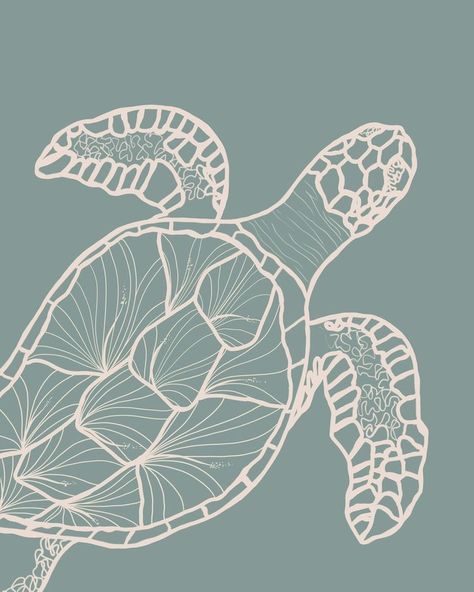 Sea Turtle Wallpaper, Beachy Wallpaper, Turtle Wallpaper, Beach Wall Collage, Tranquil Blue, Hawaii Art, Cute Summer Wallpapers, Art Tropical, Minimalistic Style