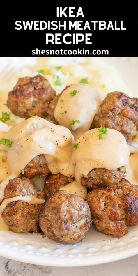 This is the authentic IKEA meatball recipe that was shared by IKEA in 2020. This easy meatballs recipe includes the cream sauce recipe. They taste just like the original IKEA meatballs and sauce! Ikea Meatballs Recipe, Easy Meatballs Recipe, Ikea Swedish Meatball Recipe, Creamy Swedish Meatballs, Ikea Swedish Meatballs, Swedish Meatball Recipe, Meatballs And Sauce, Easy Meatballs, Ikea Meatballs