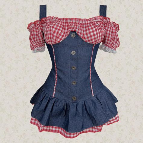 Milkmaid Dirndl Costume Dress 🐮 ⚔️ denim fabric,... - Depop Milkmaid Outfit, Milkmaid Costume, Milkmaid Dress, Red Milkmaid Dress, Blue Milkmaid Dress, Milkmaid Top Aesthetic, Milkmaid Tank Top, Coquette Milkmaid Top, Red Dress Women