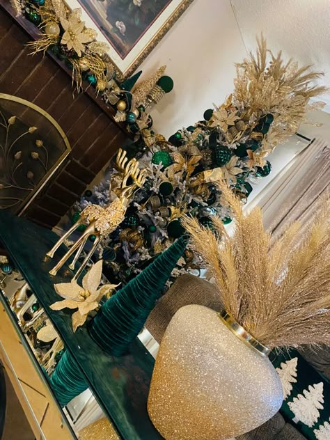 Emerald Green Black And Gold Christmas Tree, Emerald Green And Black Christmas Decor, Emerald Gold Christmas Tree, Emerald Green Black And Gold Christmas Decor, Gold And Emerald Christmas Tree, White Gold Green Christmas Decor, Emerald And Gold Christmas Tree, Black Green And Gold Christmas Tree, Green Gold And White Christmas Decor