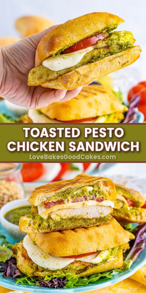 This mouth-watering Toasted Pesto Chicken Sandwich, made with crispy bread, tangy pesto, and juicy chicken, is perfect for lunch, dinner, or a snack. Pesto Chicken Sandwich, Chicken Pesto Sandwich, Asian Steak Bites, Pesto Sandwich, Crispy Bread, Restaurant Copycat, Chicken Dishes Easy, Chicken Pesto, Simple Sandwiches