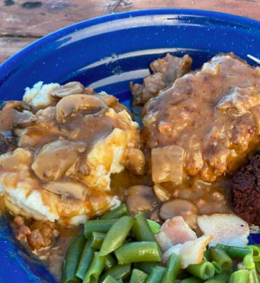 Salisbury Steak - Hungry Man Dinner Remake - Kent Rollins Kent Rollins Recipes, Cowboy Kent Rollins, Man Dinner, Brisket Burger, Hungry Man, Kent Rollins, Smoked Chuck Roast, Steak Dinners, Grilled Salmon Recipes