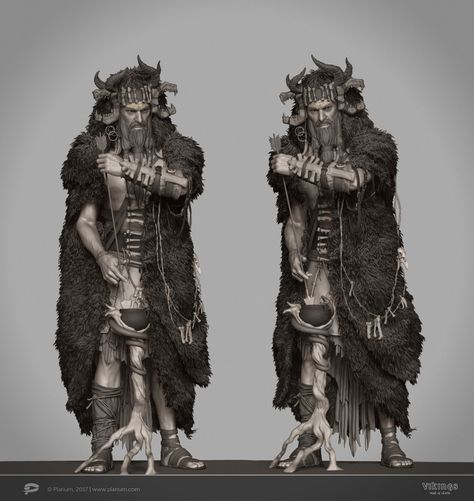 ArtStation - Shaman viking, Roman Kizima Nordic Shaman, Shaman Character, Norse Shaman, Viking Shaman, Bone Armor, Rp Chat, Larp Costumes, Forest Spirits, Female Samurai