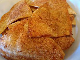 THE REHOMESTEADERS: Baked Cinnamon Sugar Corn Chips Cinnamon Crisps, Tortilla Chips Recipe, Cinnamon Sugar Tortillas, Tortilla Chip Recipe, Cinnamon Tortilla Chips, Cinnamon Tortillas, Honey Cream, Cream Dip, Corn Tortilla