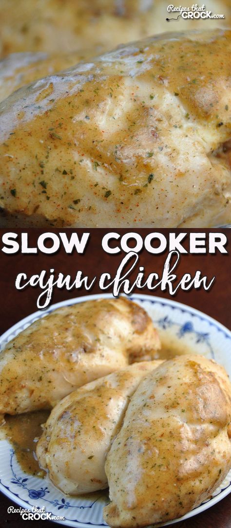 If you are looking for a super easy recipe where you end up with a dish that has amazing flavor with just a tiny kick, then you simply must try this Slow Cooker Cajun Chicken! Slow Cooker Cajun, Cajun Chicken Recipes, Easy Slow Cooker Chicken, Slow Cooked Meals, Cajun Chicken, Chicken Slow Cooker Recipes, Crock Pot Slow Cooker, Super Easy Recipes, Crock Pot Cooking