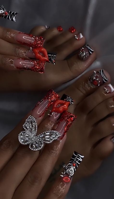 Bottom Nails, Red Bottom Nails, Short Pink Nails, Weak Nails, Cute Simple Nails, Cute Nail Art Designs, Glow Nails, Dope Nail Designs, Short Square Acrylic Nails