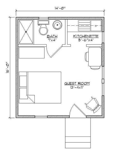 Shed Guest House, Tiny Guest House, Apartemen Studio, Granny Pods, Backyard Guest Houses, Guest House Plans, Cottage Tiny House, Pool House Plans, Cottage Floor Plans