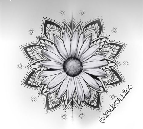 Mandala Tattoo Sunflower, Mandela Tattoo With Flowers, Daisy Mandala Tattoo Design, Mens Sleeve Tattoo Ideas Top 10, Mandela Tattoo Sleeve, Daisy Mandala Tattoo, Sunflower Elbow Tattoo, Mandala Elbow Tattoo Women, Flowers And Mandala Tattoo