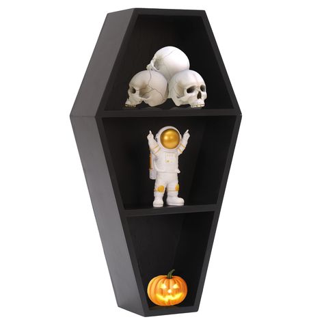 PRICES MAY VARY. 🎃Gothic Room Decor-Multi-purpose use, if you have a horror decoration or goth decor themed room, this coffin shelf is suitable to be placed on any table, or can be used as mini coffin bookshelf hung on the wall 🎃Horror Decor-Might hold a special place in your heart. Coffin shelves will add that goth home decor touch to your bedroom, bathroom, or even kitchen 🎃Coffin Shelf-If you are collecting small cursed objects, the ingredients are your magic mixture, or need a place to st Room Decor Floating Shelves, Coffin Bookshelf, Decor Floating Shelves, Gothic Room Decor, Coffin Tray, Coffin Shelves, Shelf For Wall, Coffin Shelf, Crystal Shelf