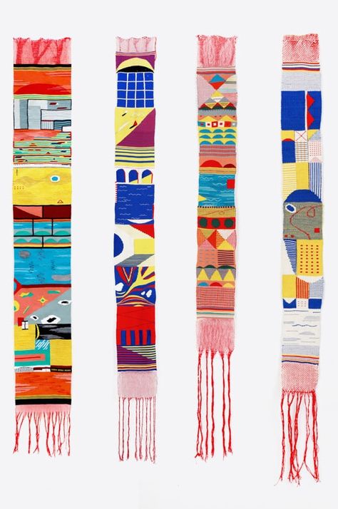 Hannah Waldron; Silk, Tencel and Cotton 'Map Tapestries', 2010s. Hannah Waldron, Small Tapestry, Miss Moss, Design Textile, Design Week, Weaving Art, Dutch Design, Art Textile, Loom Weaving