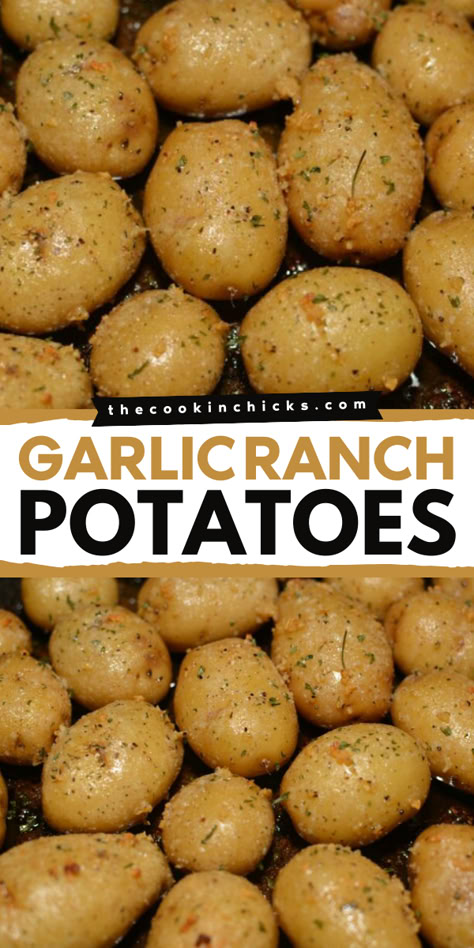 These best garlic ranch potatoes are must-have simple summer side dishes! You should learn how to make this easy roasted potato recipe that's flavor-packed and has a unique ranch twist the whole family will be talking about for a long time! A must-try! Dinner Ideas With Fried Potatoes, Potato Side Dish For Bbq, Potato’s Recipe, Garlic Ranch Potatoes, Potatoes For Bbq, Whole Potato Recipes, Salt Potatoes Recipes, New Potatoes Recipes, Side Dish For Steak