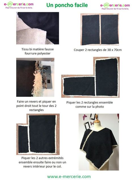 Tuto poncho ⋆ Les Tutos Couture de Viny - Blog de Couture et DIY Ponchos Diy, Poncho Pattern Sewing, Crochet Capelet, Diy Tops, Poncho Shawl, Poncho Pattern, Creation Couture, Couture Sewing, Poncho Cape