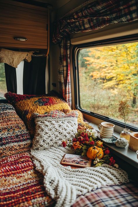 40 Cozy Fall RV Interior Ideas: Warmth and Style for Autumn Travels  As the colors of nature transition to enchanting hues of amber, it's time to think about cozying up your RV for those idyllic autumn travels. But how can you transform your road abode into a warm and stylish sanctuary? Delve into our handpicked, chic selection of 40 Cozy Fall RV…  Read more: https://tastyinteriors.com/40-cozy-fall-rv-interior-ideas-warmth-and-style-for-autumn-travels/ Cozy Rv Interiors, Cozy Trailer, Rv Interior Ideas, Camper Decorating Ideas, Style For Autumn, Boho Camper, Cozy Camper, Cozy Travel, Custom Rv