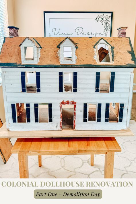 Colonial Dollhouse Renovation Colonial Dollhouse Interiors, Colonial Dollhouse, Dollhouse Renovation, Colonial Style Homes, House Garage, Dolls House Interiors, Vintage Dollhouse, Colonial Style, Beach Cottages