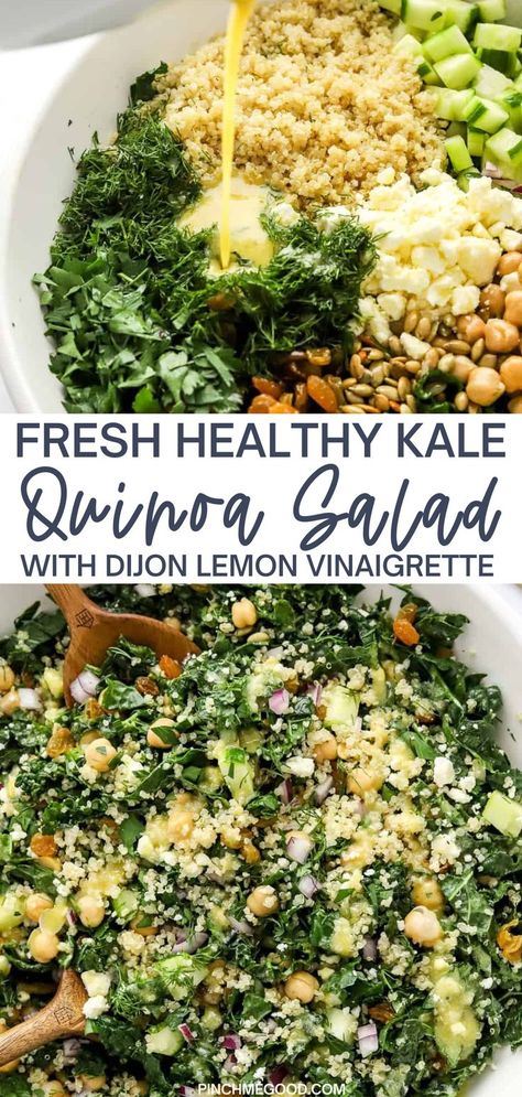 Delicious Salads Healthy, Healthy Summer Salad Recipes, Healthy Kale Salad, Senior Meals, Salads Healthy, Gluten Recipes, Kale Quinoa, Kale Quinoa Salad, Usa Food