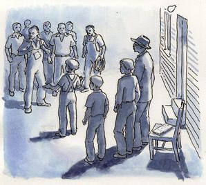 Chapter 15: '"You know what we want,' another man said. 'Get aside from the door, Mr. Finch.' 'You can turn around and go home again, Walter,' Atticus said pleasantly." (Lee 202) Man vs Society, Atticus vs Cunninghams Man Vs Society, Mr Finch, Tom Robinson, To Kill A Mockingbird, County Jail, Home Again, Man Vs, Atticus, Another Man