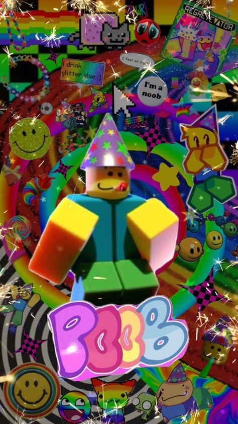 Part noob wallpaper! #partynoob #regretevator Noob Wallpaper, Regretevator Wallpaper, Noob Pfp, Party Noob, Roblox Wallpapers, Roblox Wallpaper, Wall Papers, Craft Party, Paper Crafts