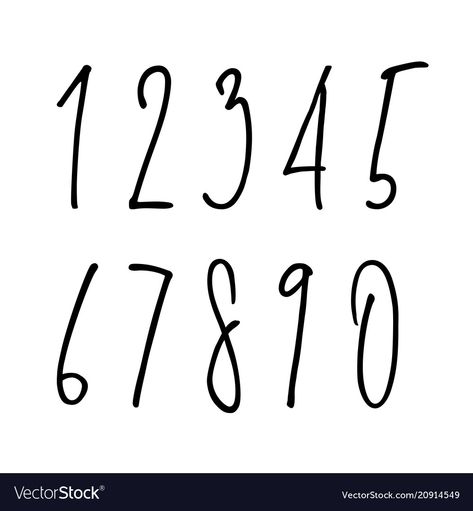 Cool Ways To Write Numbers, Number Fonts Handwritten, Number Calligraphy Fonts, Calligraphy Numbers Fonts, Numbers In Calligraphy, Hand Lettering Numbers, Cute Number Fonts, Number Design Fonts, Cool Number Fonts