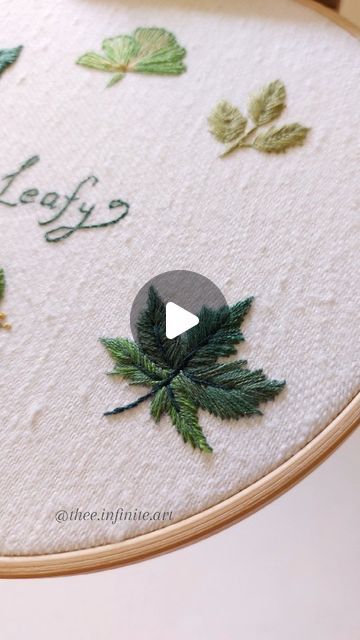 Shirt Hand Embroidery Design, Embroidery Leaf Stitch Tutorial, Hand Embroidery Leaves Tutorial, Embroidered Leaves Tutorial, How To Embroider Leaves, Embroidery Leaves Tutorials, Partly Cloudy Weather, Embroidery Tutorial Video, Embroider Leaves