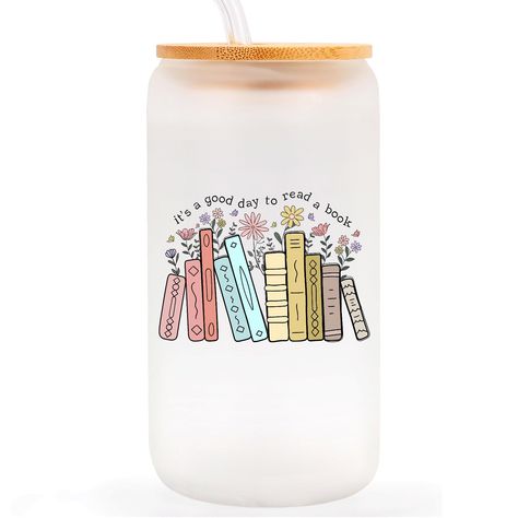 PRICES MAY VARY. Book Lovers Gifts: Indulge the bibliophile in your life with this charming glass cup featuring a delightful book-themed design. Adorned with literary elements, it's the perfect gifts for book lovers, readers, and librarians alike. Versatile Usage: Whether you're sipping on iced coffee during a captivating read or enjoying a refreshing beverage at your book club, this 16oz glass cup with lid and straw offers both style and functionality. Elevate Your Experience: Elevate your drin Book Basket, Cups With Lids And Straws, Book Club Gifts, Literary Elements, Cups With Lids, Book Baskets, Bookclub Gifts, Accessories Cute, Glass Cups