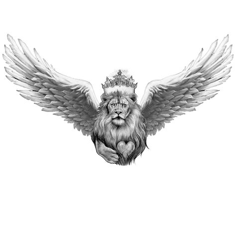 Lion And Wings Tattoo, Lion With Wings Tattoo, Lion And Eagle Tattoo, Winged Lion Tattoo, Lion Tattoo Chest, Tattoo Emo, Owl Tattoo Chest, Lion With Wings, Eagle Wing Tattoos