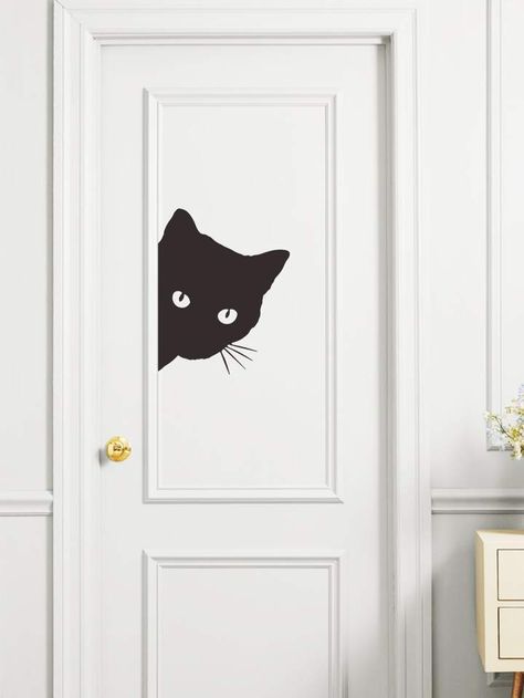 Cat Wall Stickers, Animal Wall Painting, Black Wall Stickers, Bathroom Wall Stickers, Black Cat Lover, Beautiful Horse Pictures, Black Cat Art, Deco Originale, Quirky Home Decor